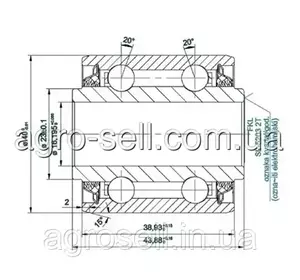 Підшипник кульковий (GA6171/5203KYY2/822-170C/324461A1/854003/00240216), JD, Kinze, GP 5203KYY2 Підшипник кульковий (GA6171/5203KYY2/822-170C/324461A1/854003/00240216), JD, Kinze, GP 5203KYY2