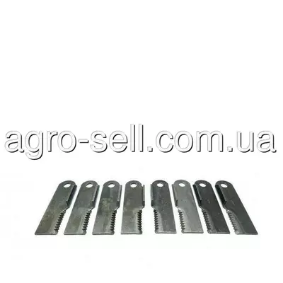 Комплект вигнутих ножів подрібнювача, 4 лівих + 4 правих, зубчасті 3884-00 (AH225937, KXE10255, KXE10304,